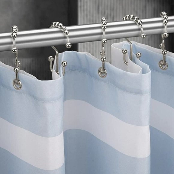 Shower Curtain Hooks Rings Stainless Steel Set of 12 Hooks NEW - Picture 5 of 6